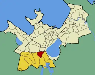 Микрорайон Рахумяэ на карте Таллина (выделен красным цветом)