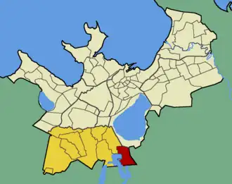 Микрорайон Раудалу на карте Таллина (выделен красным цветом)