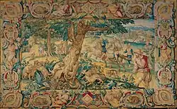 Охота на диких кошек. Шпалера по картону Страдануса. Между 1567 и 1577. Мануфактура Arazzeria Medicea. Палаццо Питти, Флоренция