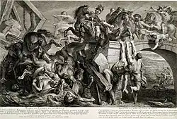 Поражение и смерть тирана Максенция (Битва у Мульвийского моста). По картине П. П. Рубенса (в зеркальном изображении)