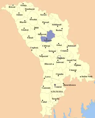 Теленештский район на карте