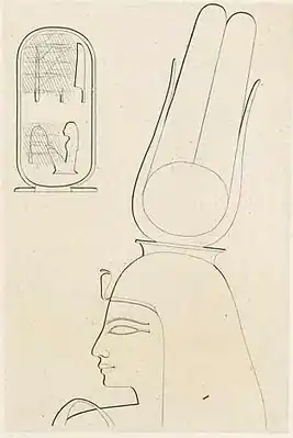 Срисовка изображения Тэи в храме Ахмима (из Denkmäler Лепсиуса)