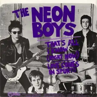 Обложка сингла The Neon Boys «Love Comes In Spurts» (1973)