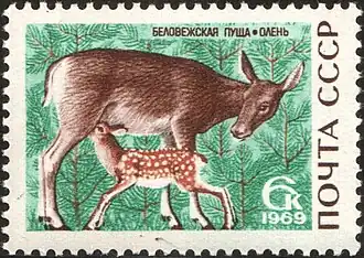 Почтовая марка СССР, 1969 год. Олень