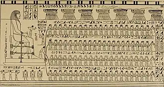 Прорисовка фрески Джехутихотепа II с изображением метода передвижения колосса