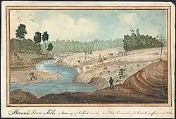 Шлюз в Лоуэр-Брюэрс близок к завершению. Картина 1831 года, Томас Берроуз