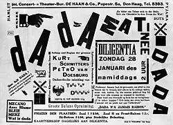 Poster for Dada Matinée, Jan. 1923, printed poster, announcing Kurt Schwitters, Theo van Doesburg & his wife Nelly