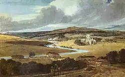 Аббатство Кёркстолл, Йоркшир. 1801. Цветное меццо-тинто