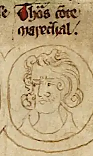 Томас Бразертон. Миниатюра из «Генеалогического свитка королей Англии», 1300-1308 годы