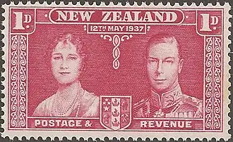 То же, марка Новой Зеландии, 1 пенни