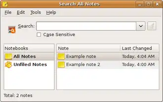 Скриншот программы Tomboy
