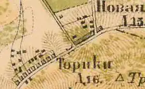 План деревни Торики. 1885 год
