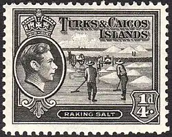 1938: сгребание соли. Профиль Георга VI (Mi #173)