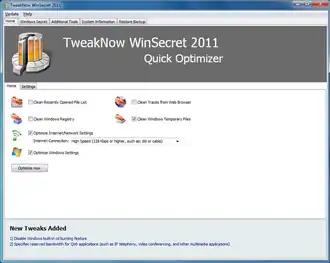Скриншот программы TweakNow WinSecret