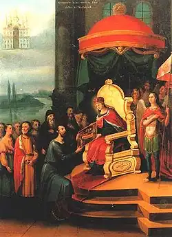 Мастера получают от Богородицы её икону для будущей церкви