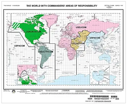 Зоны ответственности командований ВС США до 2008 года