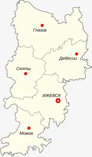 Удмуртская автономная область на карте