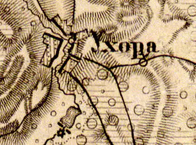 Деревня Ухора на карте 1863 года