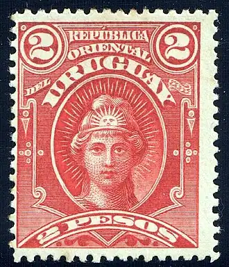 «República Oriental del Uruguay» («Восточная Республика Уругвай»): 2 песо, 1894 (Sc #106)