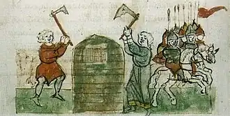 Киевляне освобождают Всеслава из заключения  (Радзивилловская летопись)