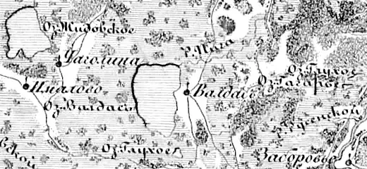 Деревня Чаголино на карте 1847 года