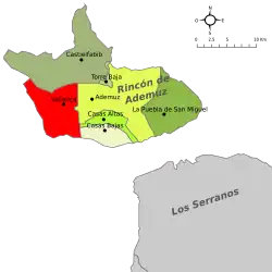 Расположение муниципалитета Вальянка на карте провинции