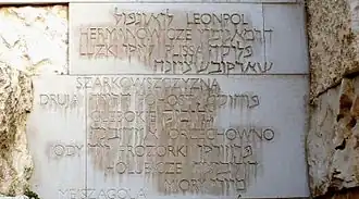 Прозороки в списке уничтоженных во время Холокоста еврейских общин в «Долине разрушенных общин» в музее Яд Вашем