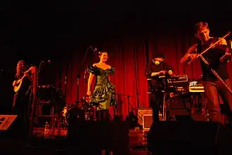 Valravn til koncert i 2009 i Polen. Fra venstre til højre: Søren Hammerlund, Anna Katrin Egilstrøð, Christopher Juul, Martin Seeberg.