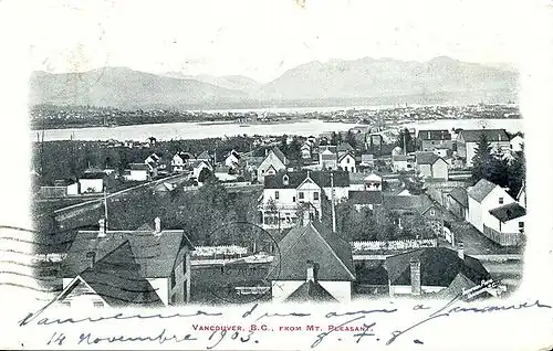 Прошедшая почту открытка с общим видом Ванкувера (Британская Колумбия, 1903)