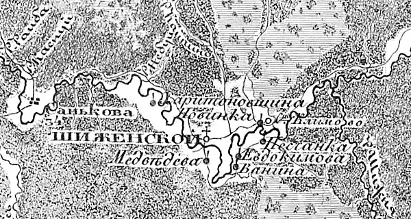 Деревня Харитоновщина на семитопографической карте Новгородской губернии 1847 года