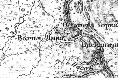 Деревня Васкиничи на карте 1872 года