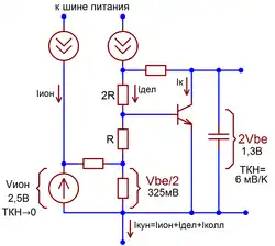 Умножитель с повышенным в 1,5 раза ТКН с вольтодобавкой на бандгапе