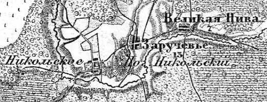 Деревня Великая Нива на карте 1913 года