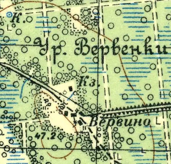 Урочище Вервёнки на карте 1937 года