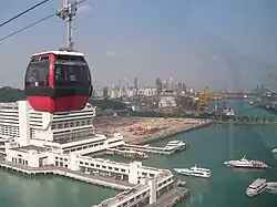 Сингапурская канатная дорога над морским проливом