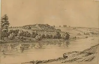 Вид cела Волхонщина. Автор: Дитц С.Ф. (1840)