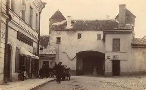 Передние ворота Вируских ворот до сноса,вид из Старого города, 1887 год