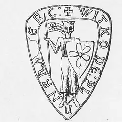 Печать Витека III (Witko de Plankhinperc) на документе 1220 года