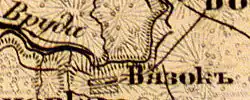 Деревня Вязок на карте 1863 года