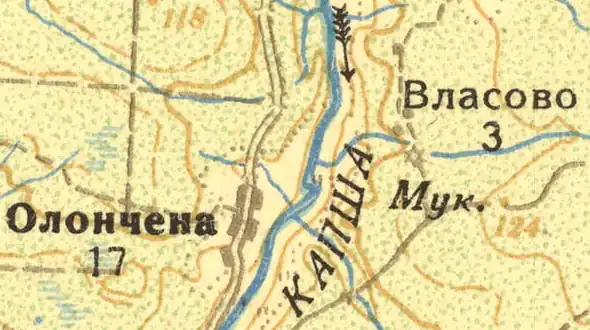 Деревня Олончено на карте 1932 года