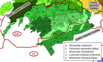 Положение Хочских вершин на карте Западных Татр