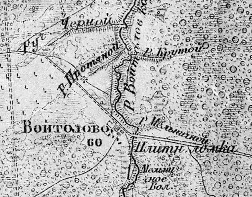 Деревня Войтолово на карте 1917 года
