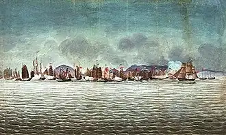 Миллер: Бой «Гиацинта» и «Волэджа» с китайскими джонками у Чуенпи,  3 ноября 1839 года.