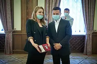 Президент Владимир Зеленский наградил Тину Кароль Орденом княгини Ольги, по случаю Дня Конституции Украины в 2020 году.