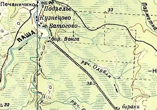 Посёлок Вонга на карте 1940 года