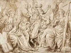 Вера, Надежда и Любовь. До 1577. Бумага, перо, кисть, тушь. Национальный музей, Варшава