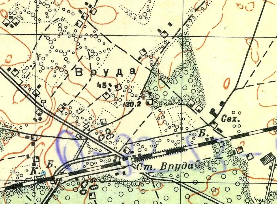 План посёлка Вруда и усадьбы Штурмангоф 1933 год