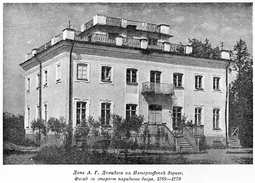 Вид на бывшую демидовскую усадьбу с южной стороны (Фото конца 1930-х.).