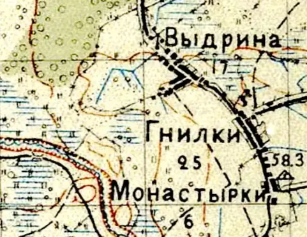 План деревни Выдрино. 1941 год