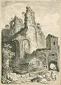 Вид руин по берегу Тибра. 1760-е. Офорт